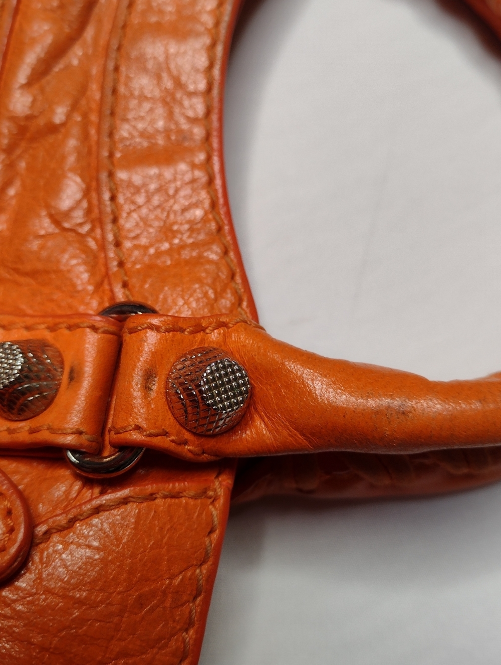 Balenciaga Mini Le City Top Handle Bag  Leather Orange Purse Crossbody - Picture 7 of 14